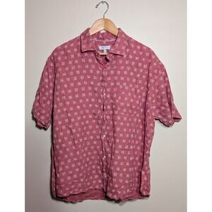 Peter Millar Casual‎ Button Short Sleeve Shirt Dusty Pink White XLarge